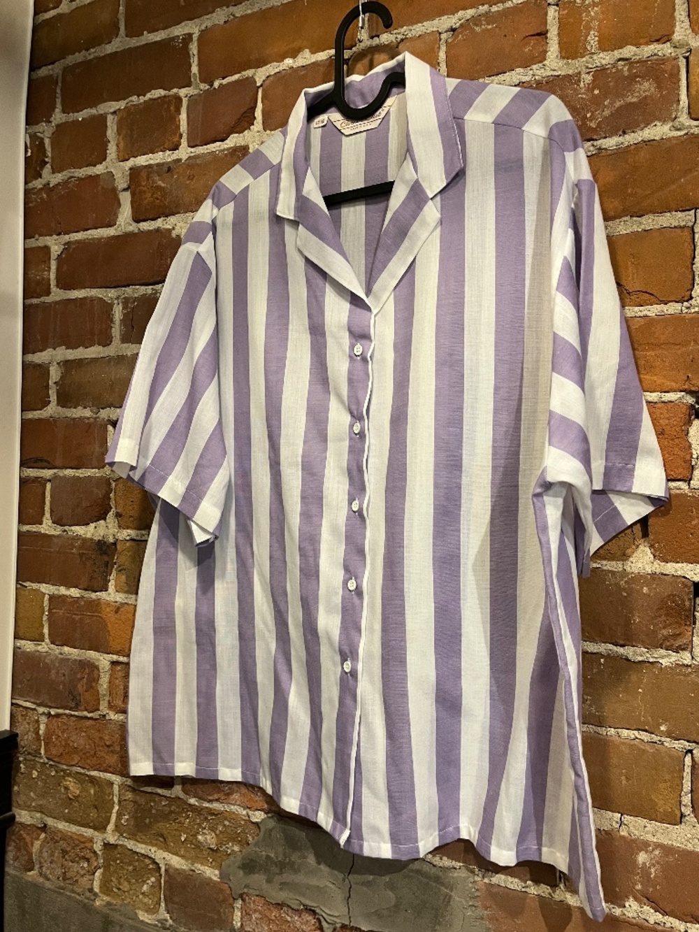 Vintage 80s Purple and White Stripe Career Club Blouse